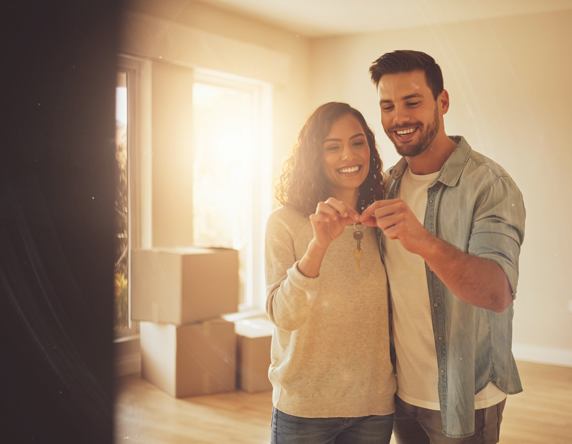 Family moving into their new home